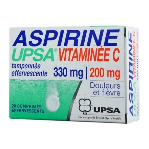 Aspirine Upsa vitaminée C 330mg 20 comprimés effervescents