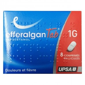 EfferalganTab paracétamol 1g 8 comprimés pelliculés