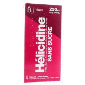 Helicidine 10 pour cent sans sucre sirop édulcoré à la saccharine 250ml