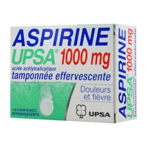 Aspirine UPSA 1000mg tamponnée effervescente 10 comprimés