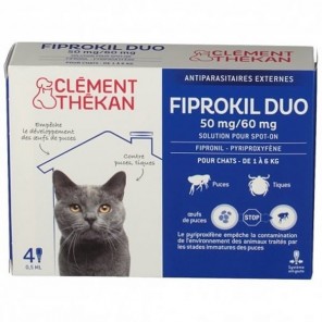 Clément thékan fiprokil 50mg duo spot-on chats 1 à 6kg