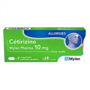 Mylan pharma cétirizine 10mg 7 comprimés pelliculés sécables