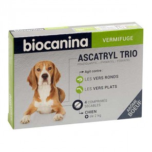 Biocanina ascatryl trio chien + de 2kg 4 comprimés