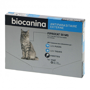 Biocanina fiprocat 50mg spot-on chat + de 1kg 3 pipettes